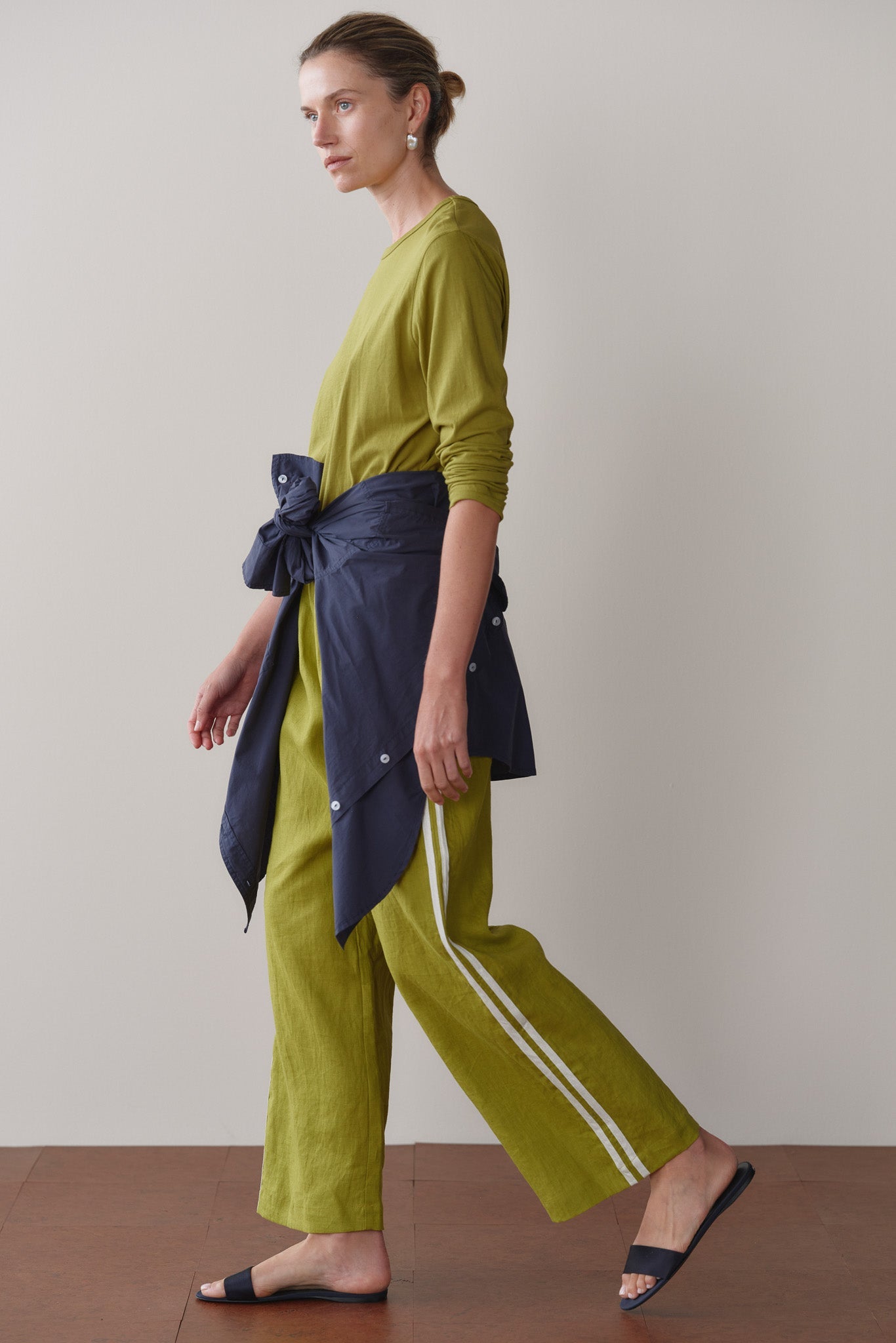 Donni Linen Crop Stripe Pant
