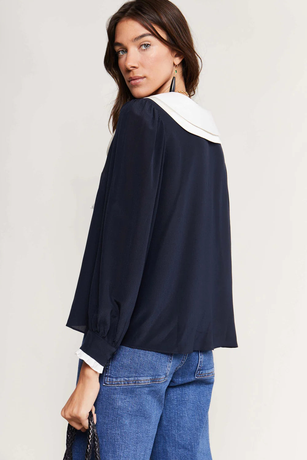 Rixo Eimer Silk Bow Top