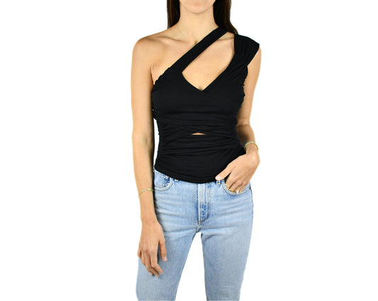 Amee Rib One Shoulder Top