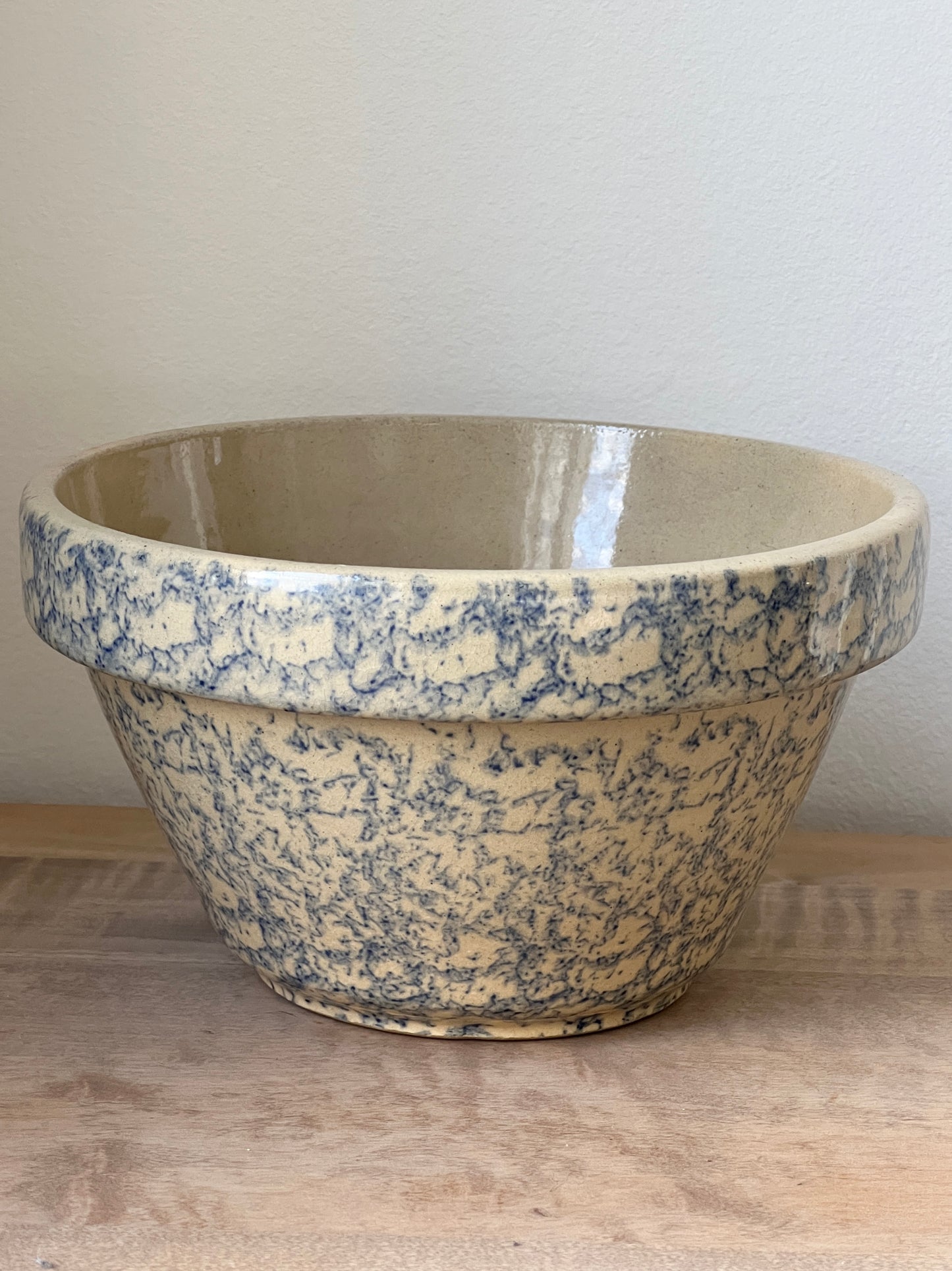 Vintage Spongeware Large Mixing Bowl