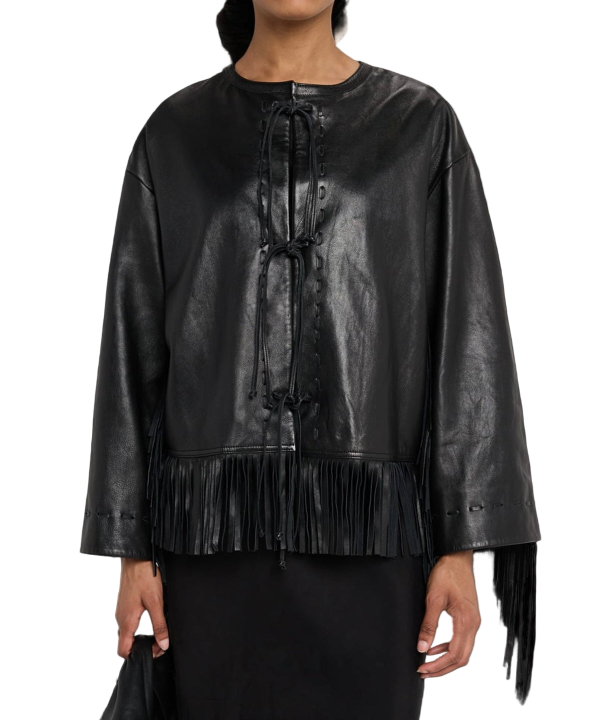By Malene Zoena Fringed Leather Jacket