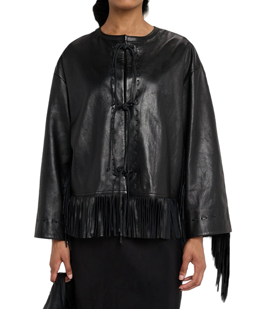 By Malene Zoena Fringed Leather Jacket