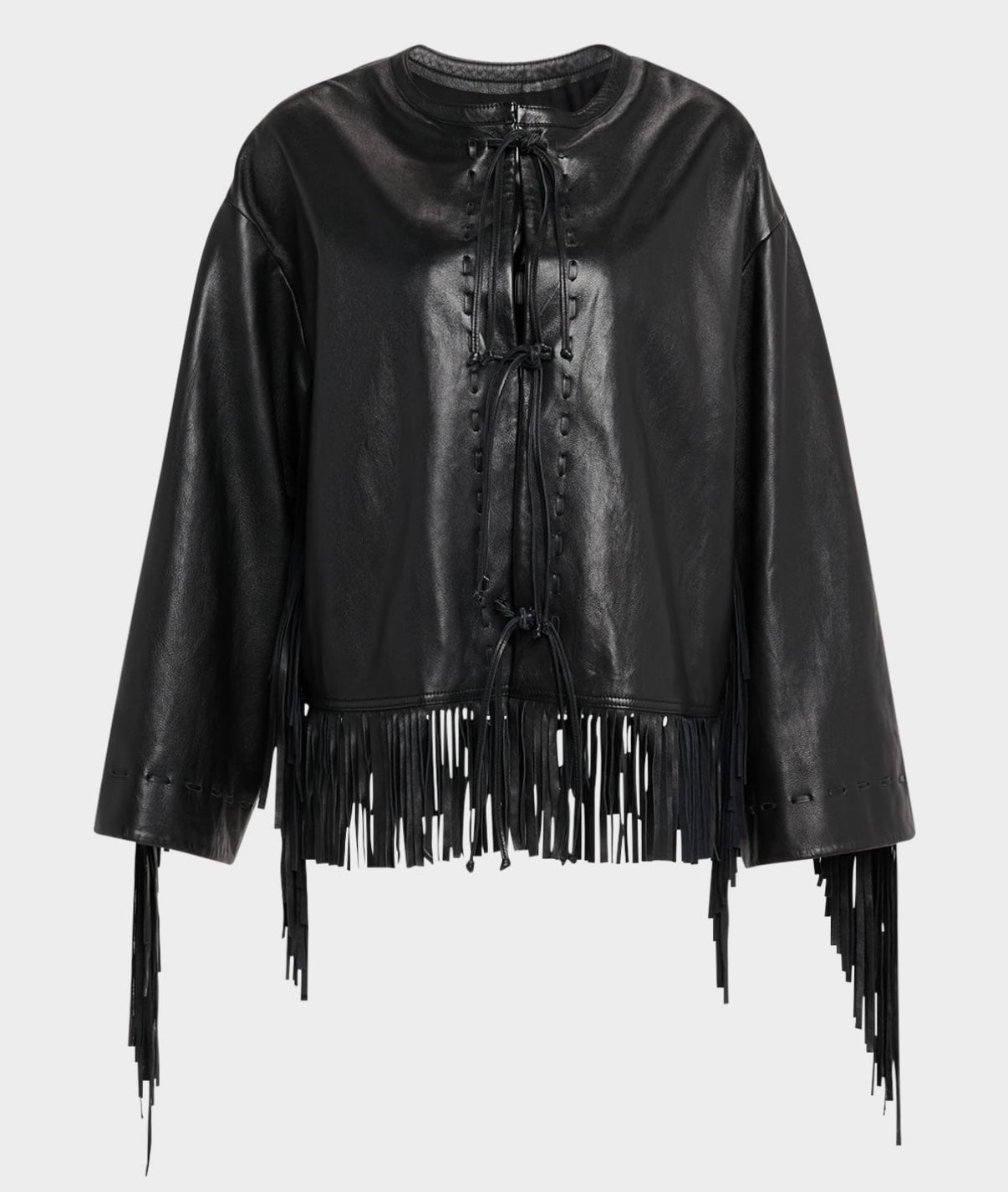 By Malene Zoena Fringed Leather Jacket