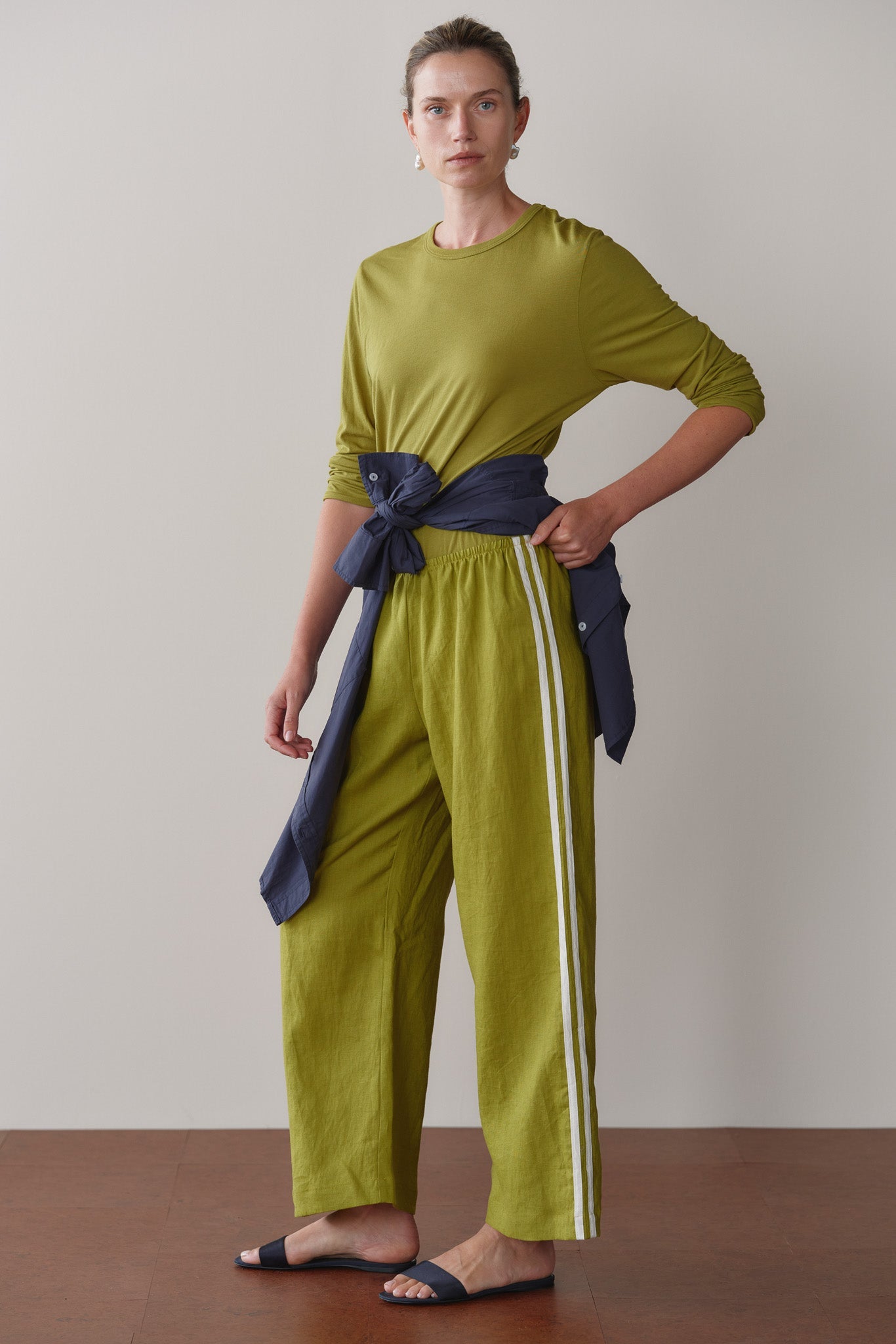 Donni Linen Crop Stripe Pant