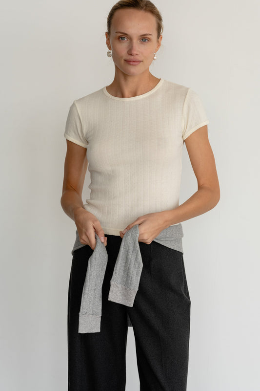 Donni Pointelle Baby Tee