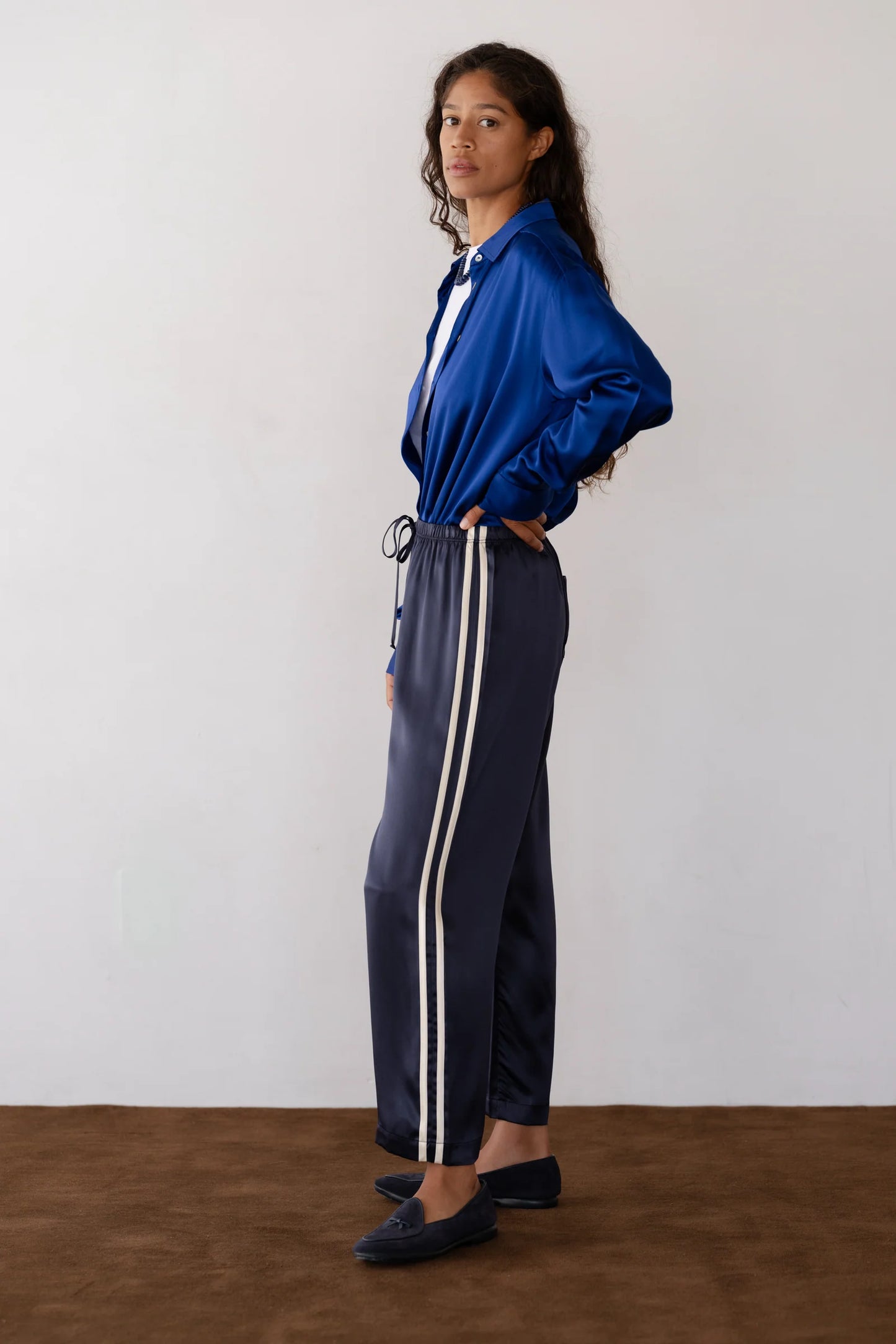 Donni Stripe Silk Crop Pant