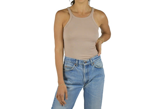 Ribbed Skinny Racer Tank